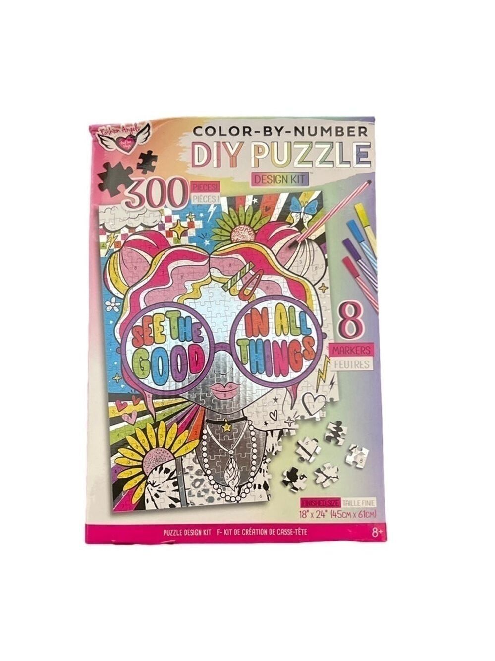 New Fashion Angel Color by Number DIY 300 piece coloring puzzle. Ages 8 and up